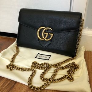 Gucci GG marmont wallet on chain smooth calfskin